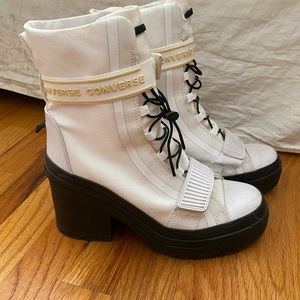 Converse White Canvas Combat Boots